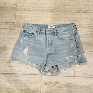 Agolde Distressed Light Blue Jean Shorts